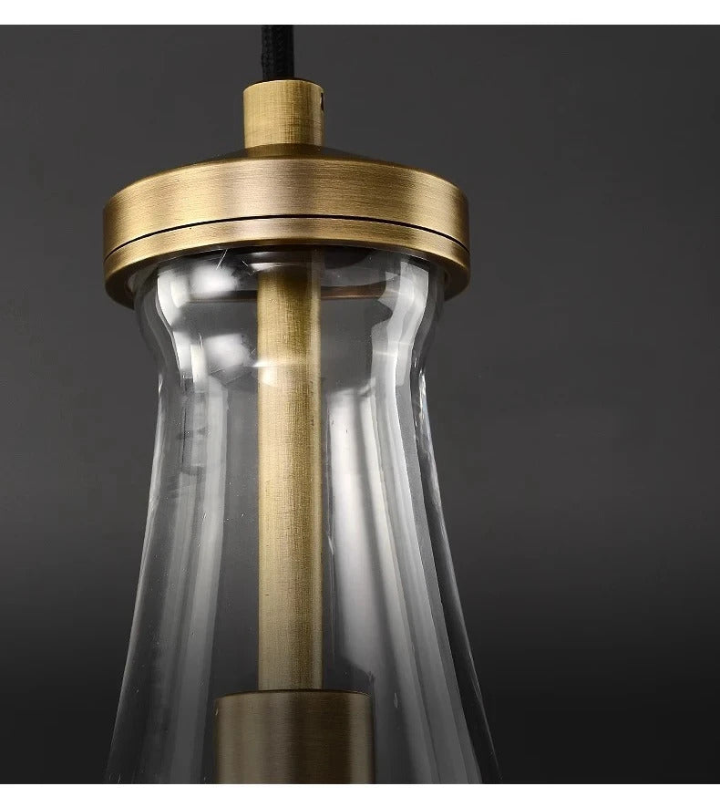 Luxury All Copper LED Pendant Light Modern Water drop Glass chandelier