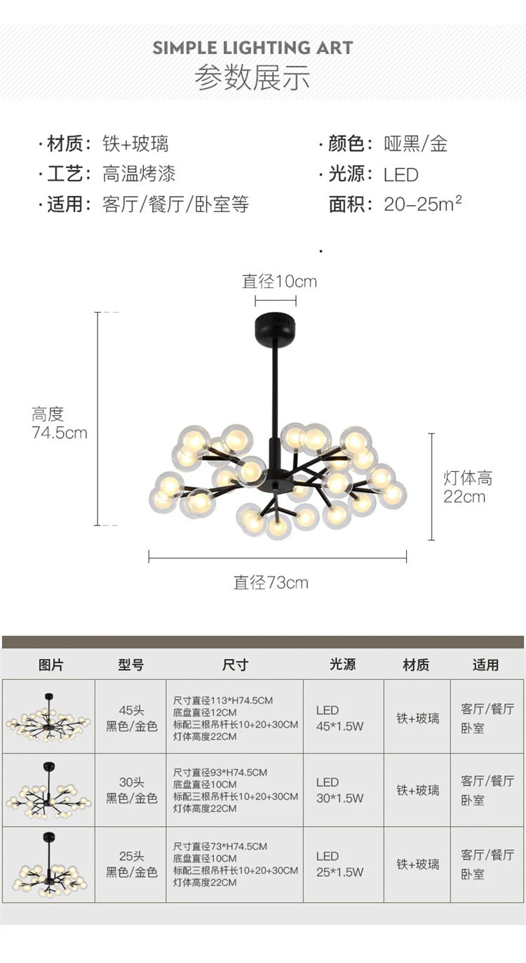 Nordic molecular chandelier G4 bulb ball chandelier