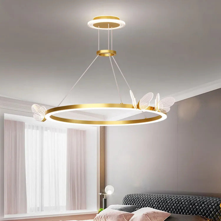 Nordic ring pendant light Acrylic butterfly lights Creative Gold luxury pendant light