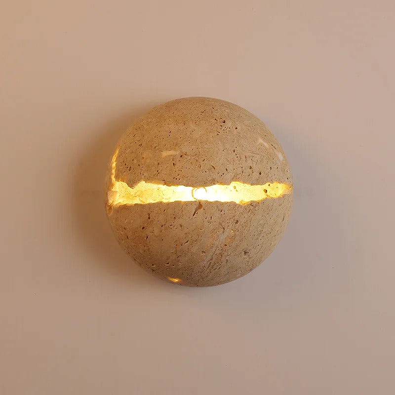 Natural Stone globe wall lamp Yellow cave stone Retro Art sconce Light
