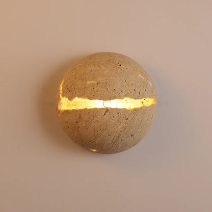 Natural Stone globe wall lamp Yellow cave stone Retro Art sconce Light