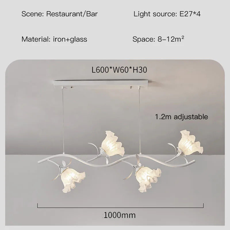 French Rural Flower Pendant Lamp Cream Style Green flower Chandelier