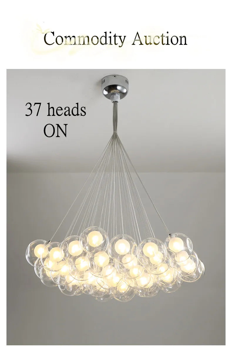 Nordic LED Bubble Lamp Chandelier Modern Clear Glass Ball Suspension Lamp