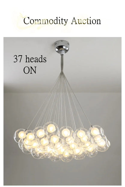 Nordic LED Bubble Lamp Chandelier Modern Clear Glass Ball Suspension Lamp