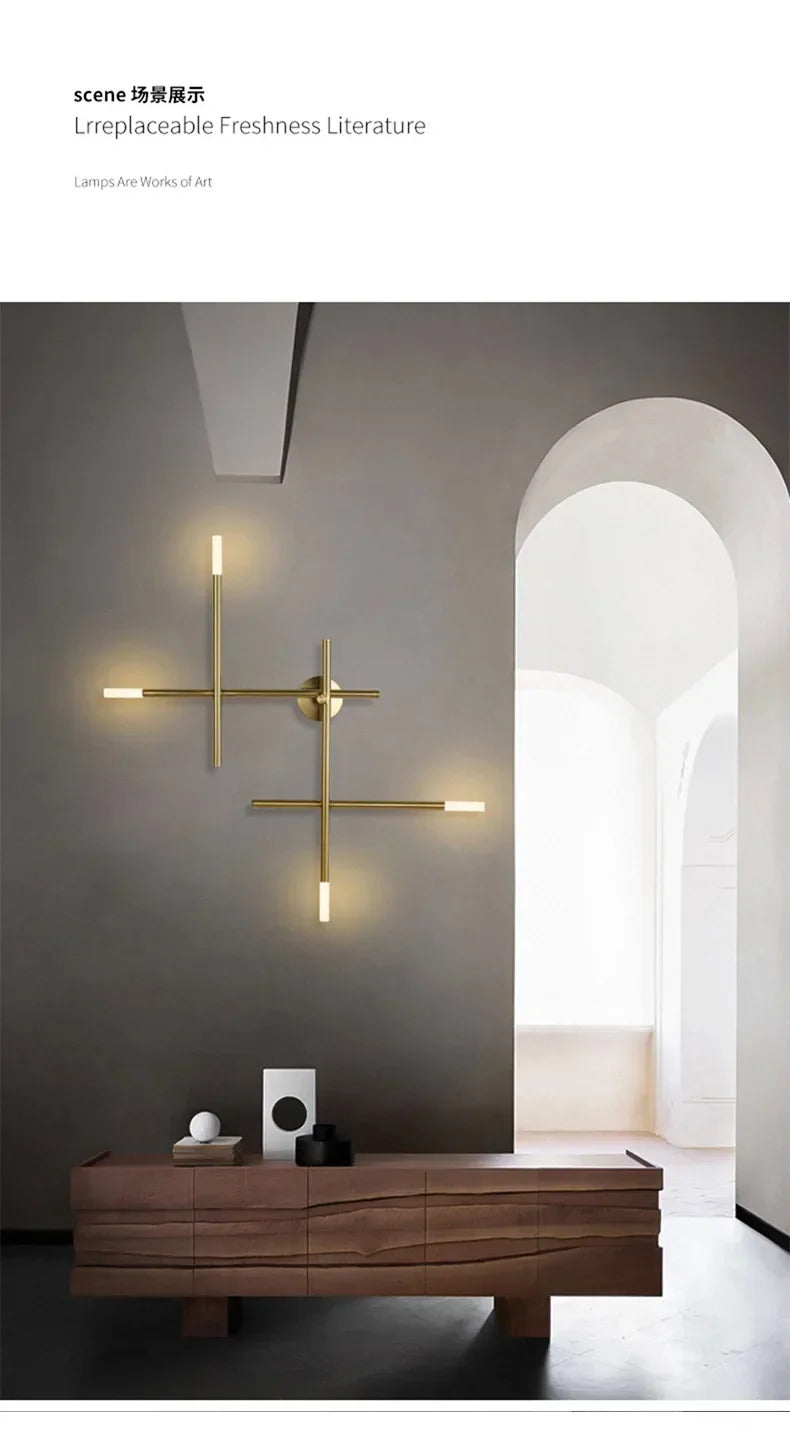 Nordic line Art Wall Lamp Modern Minimalist Creative Cross Shaped Sconce light