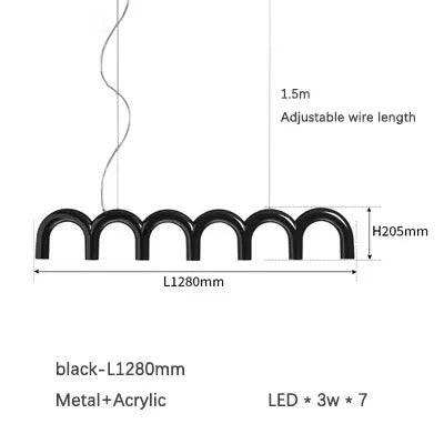 Oblure Arch Chandelier Post Modern Design Pendant Light for Coffee living Room Kitchen U shaped Lamp Blue Metal macaron lamp