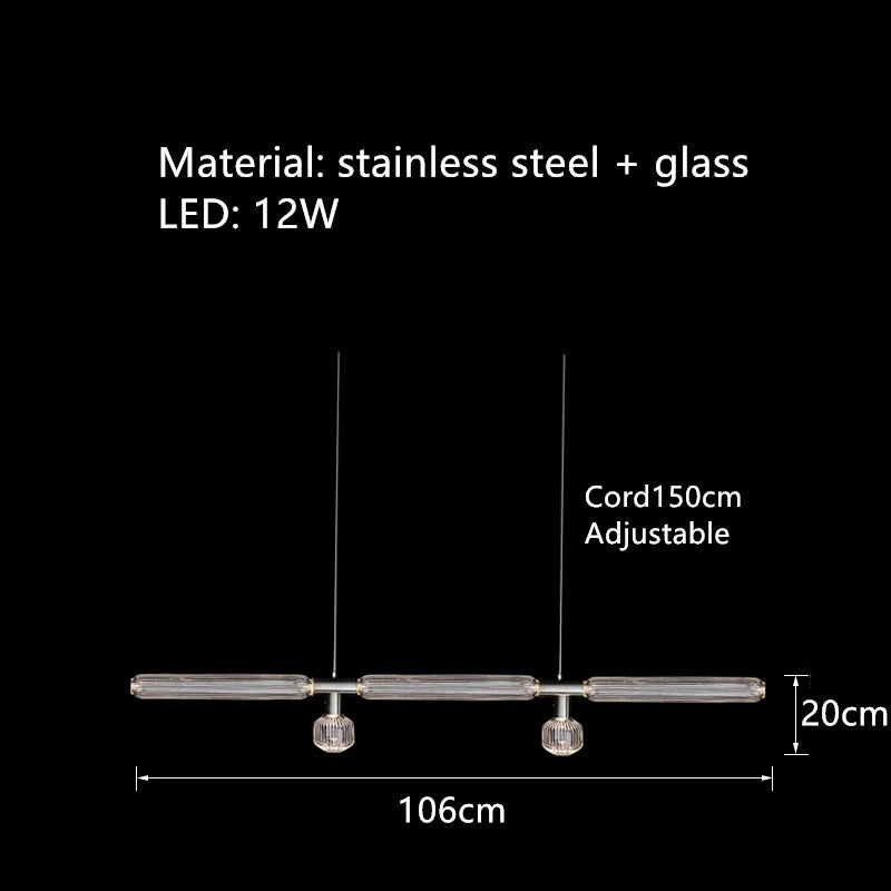 Cipher Multi Pendant light Luxury Clear Glass pipe Chandelier