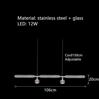 Cipher Multi Pendant light Luxury Clear Glass pipe Chandelier