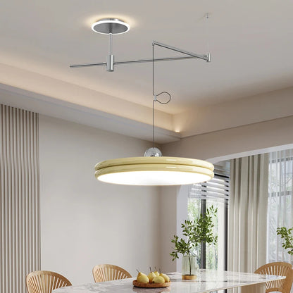 French Flying Saucer Pendant Light Creative Design Extendable Rotating Long Pole Lamp