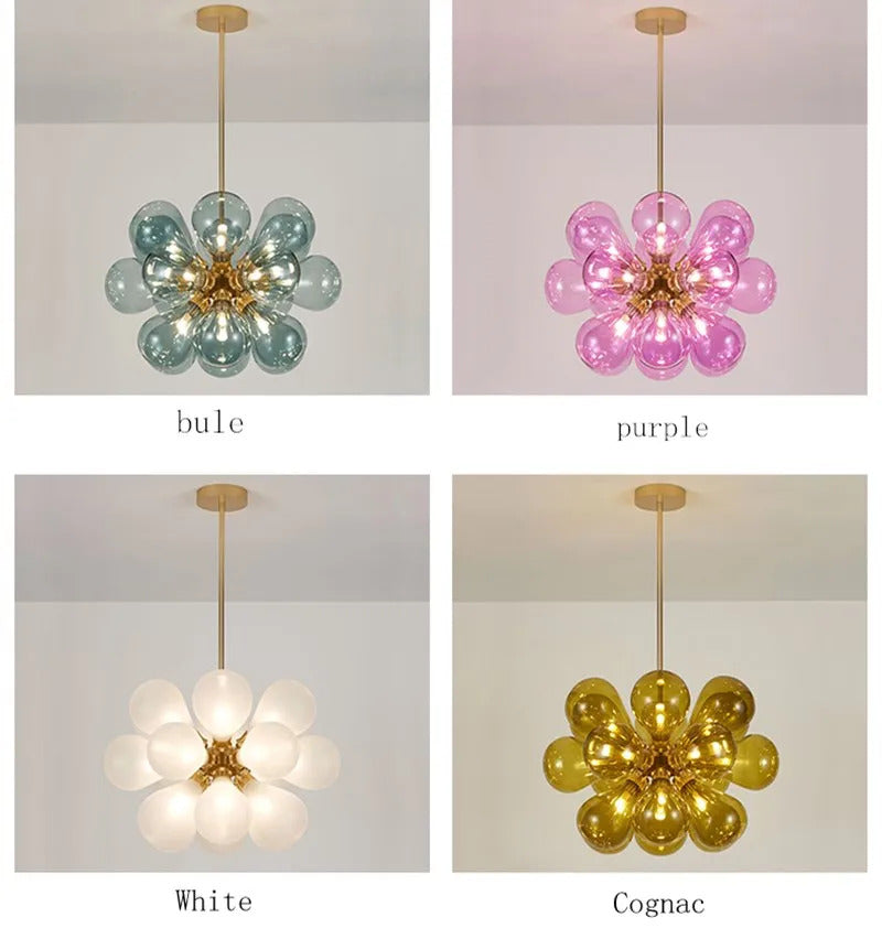 Our blue bubble Chandelier dining table light fixtures