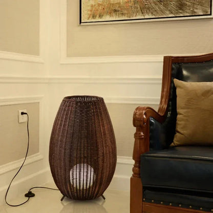 Natural handmade rattan floor lamp Japanese Outdoor waterproof Garden standing lamp