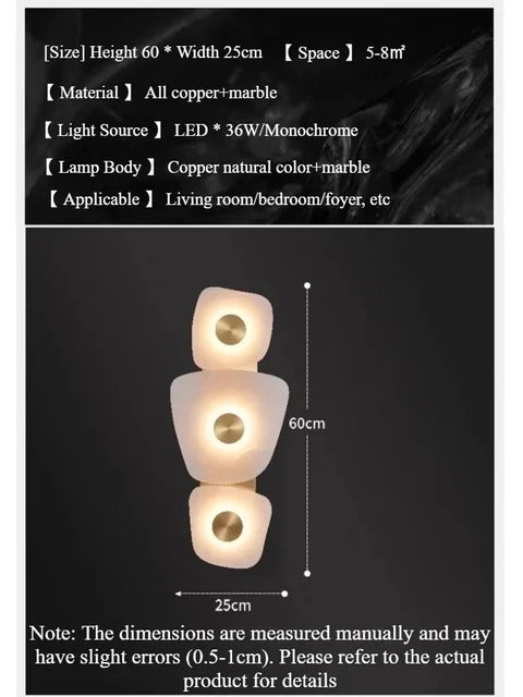 Nordic Marble Wall Lamp Modern luxury gold travertine LED sconce Lighting