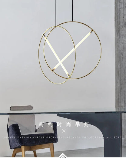 Round Suspension lamp Post-modern ring pendant light