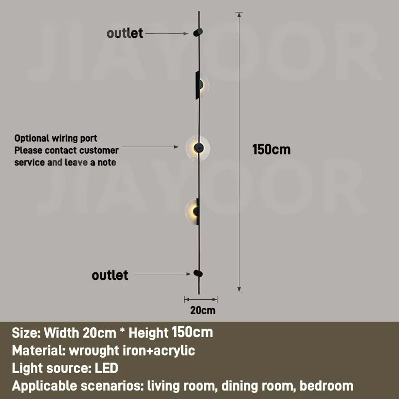 Alabaster Vertical Wall Lamp Modern Mable Wall Art Black Led Acrylic Circle Wall Lamp