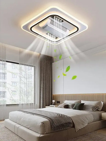 Invisible Bladeless Ceiling Fan LED Remote Control Living Room Dimmable Bladeless Fan Lamp