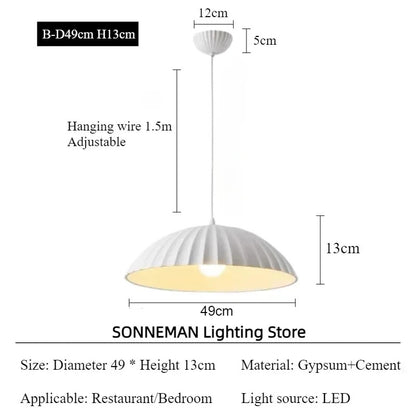 French Gypsum Pendant Light Nordic Designer Restaurant Chandelier