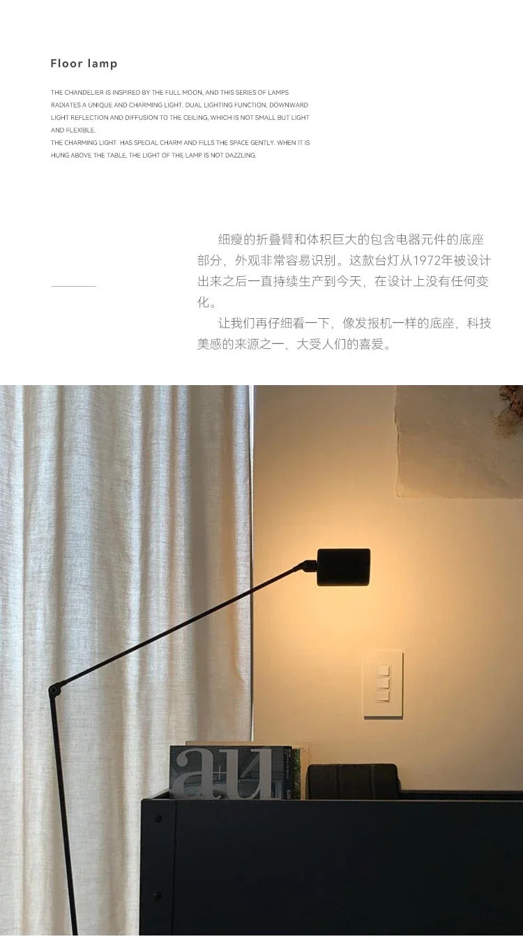 Modern Minimalist Floor Lamp Creative Bedroom Room Office Light Minimalist Study Eye Protection Reading Black Standing Light