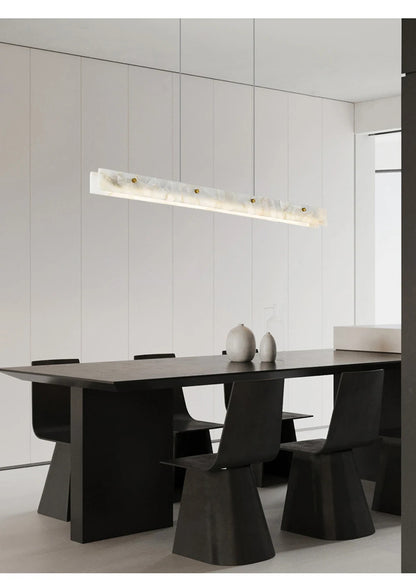 Marble Rectangular long strip Chandelier Modern Luxury resin acrylic Gold Pendant light