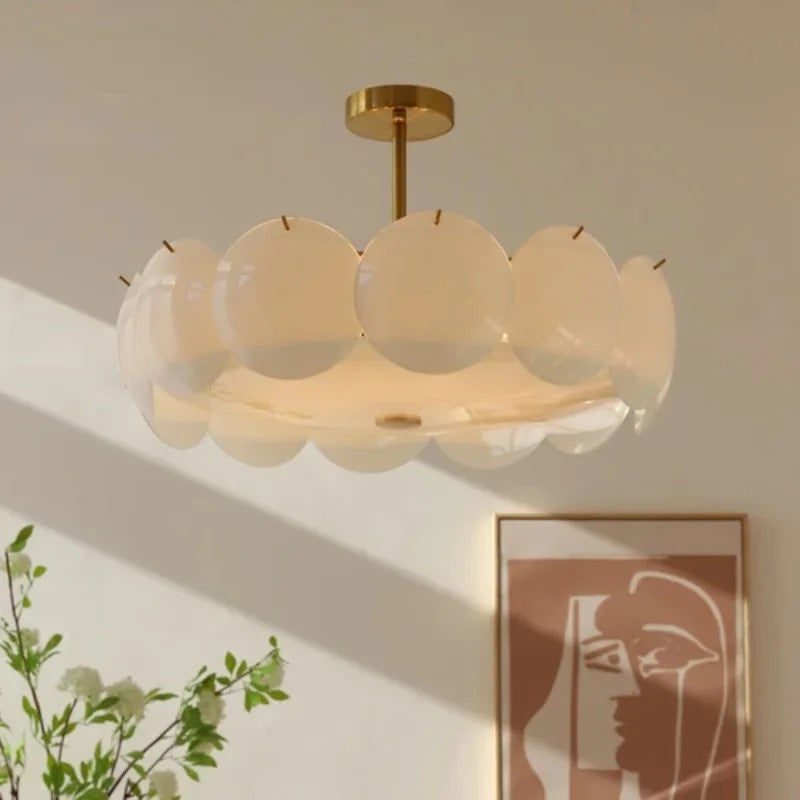 Glass Ceiling Light  Modern Cream White Ceiling Dining Room Bedroom Light