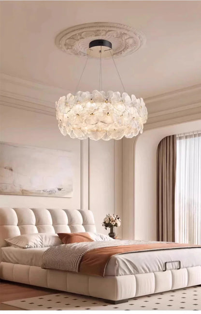 Modern Luxury Lotus Leaf Glass Chandelier Luxury Crystal Pendant Light