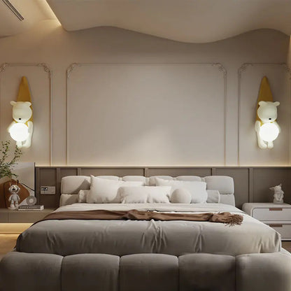 Bear Cute wall lamps Nordic Resin Little baby room Children's bedroom sconce lighting