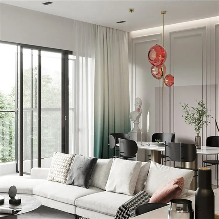 Nordic red glass globe chandelier restaurant shop modern italian design lamp