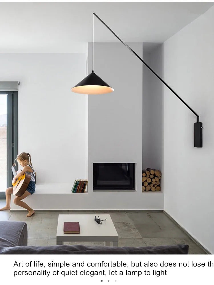 Nordic black Fishing simple Wall lamp Swing long Arm wall light loft sconce lighting