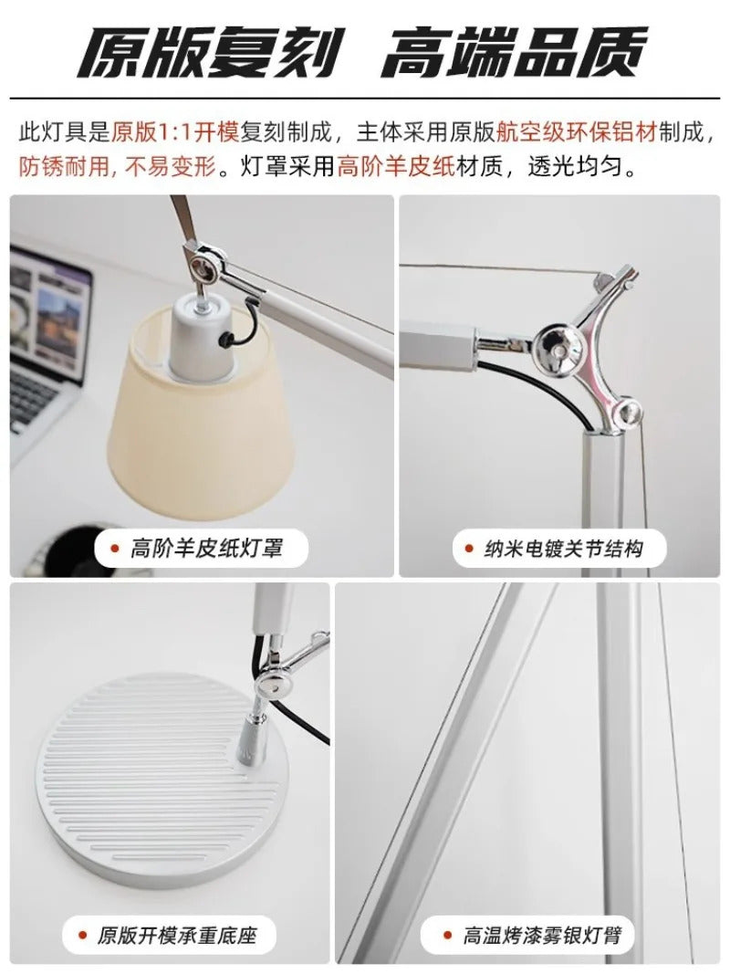 Italian Rocker Arm Table Lamp Nordic Designer Bedroom Bedside Floor Lamps Creative Office Study LED Eye Protection Reading Light