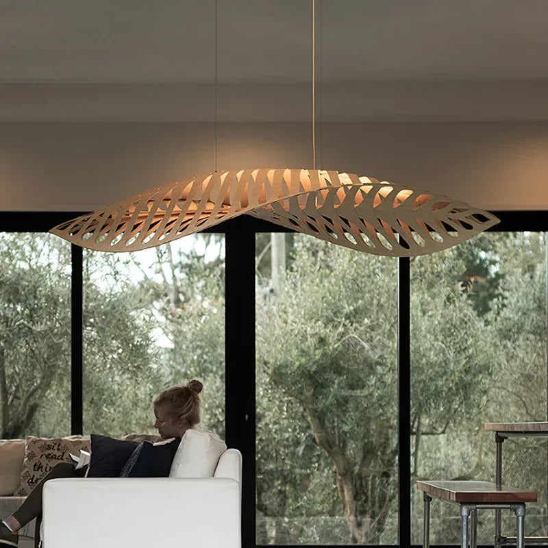 Japanese Wabi Sabi Leaf Chandeliers Art designer Fish Bone Retro Minimalist Pendant Light