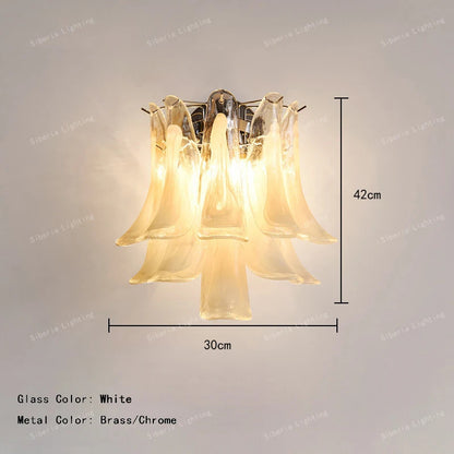 White Petal Glass Modern Romantic Artistic Ceiling Chandeliers Home LED Lighting Fixture Hanging Lamps for Living Room Decor