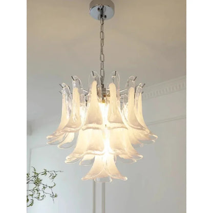 White Petal Glass chandelier French branch shaped crystal pendant light