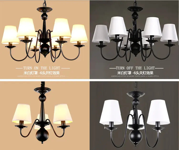Ameican Black Rustic Chandelier Hotel Salon Hanging Lamp