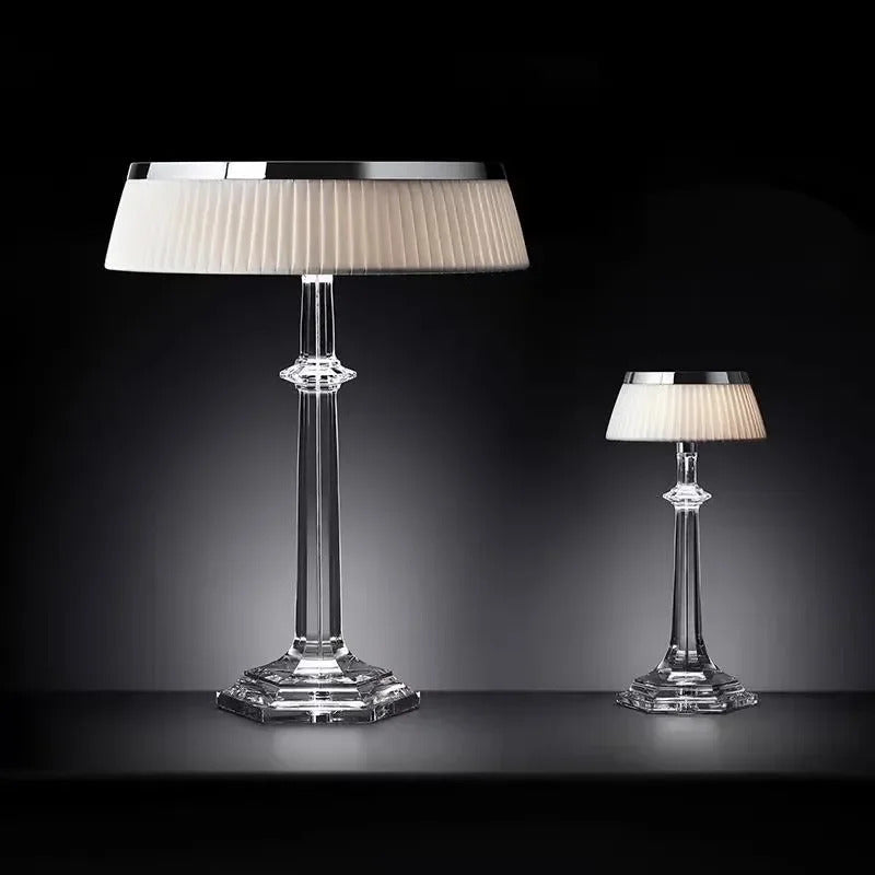 French Crystal Body Table Lamp Living Room Luxury Atmosphere Bedroom Study Designer Art Fabric Lampshade Villa LED Light Decor