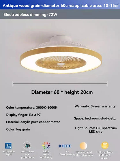 Modern Bladeless Ceiling Lamp Fan Living Room Silent Air Circulation Fan