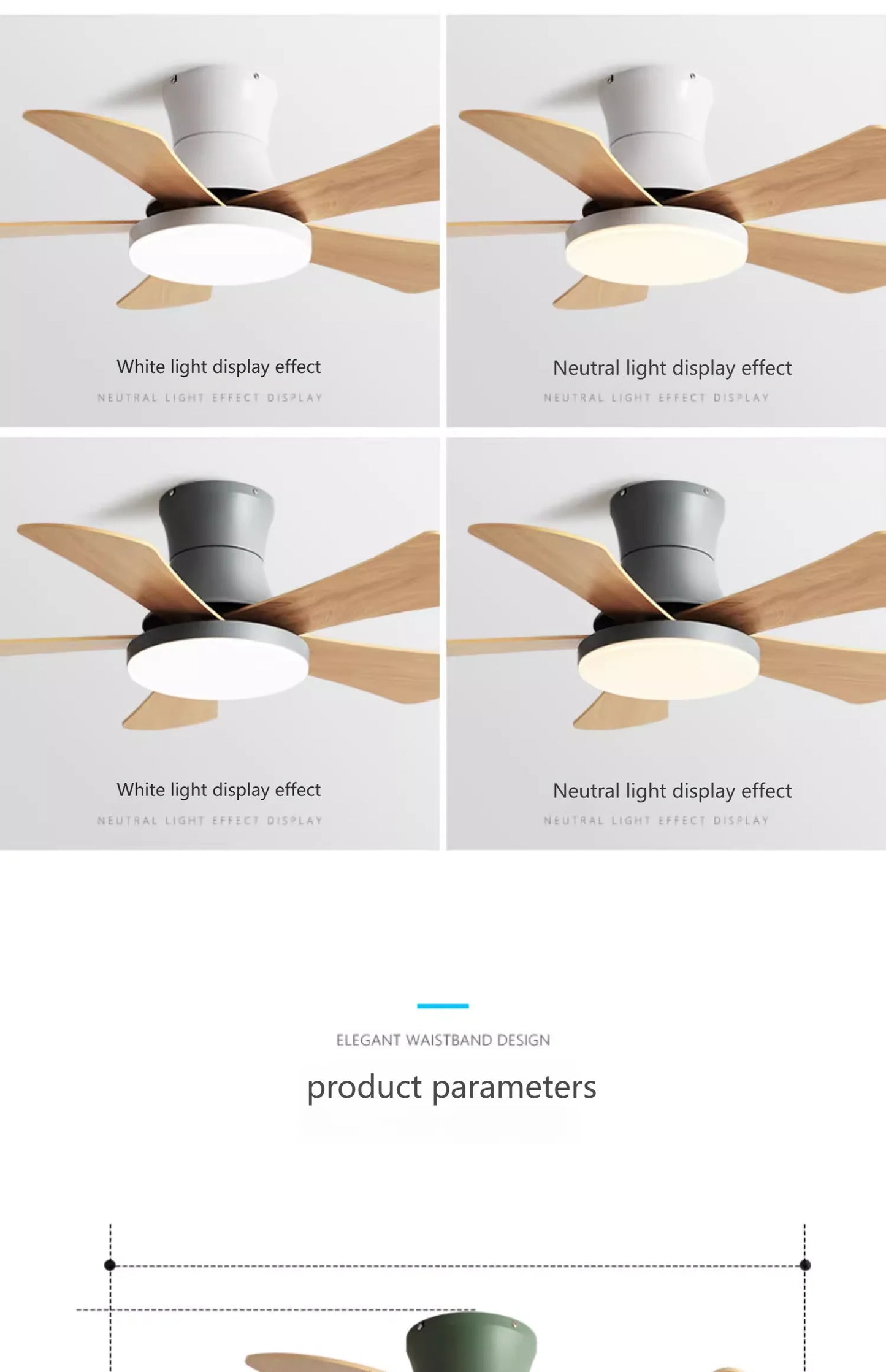 Nordic colorful Ceiling fan light Modern Children bedroom Indoor Ceiling fan lamp