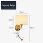 Bedside Wall Lamp LED Fabric Lampshade With 3W 360° Rotation Spotlight Reading lights