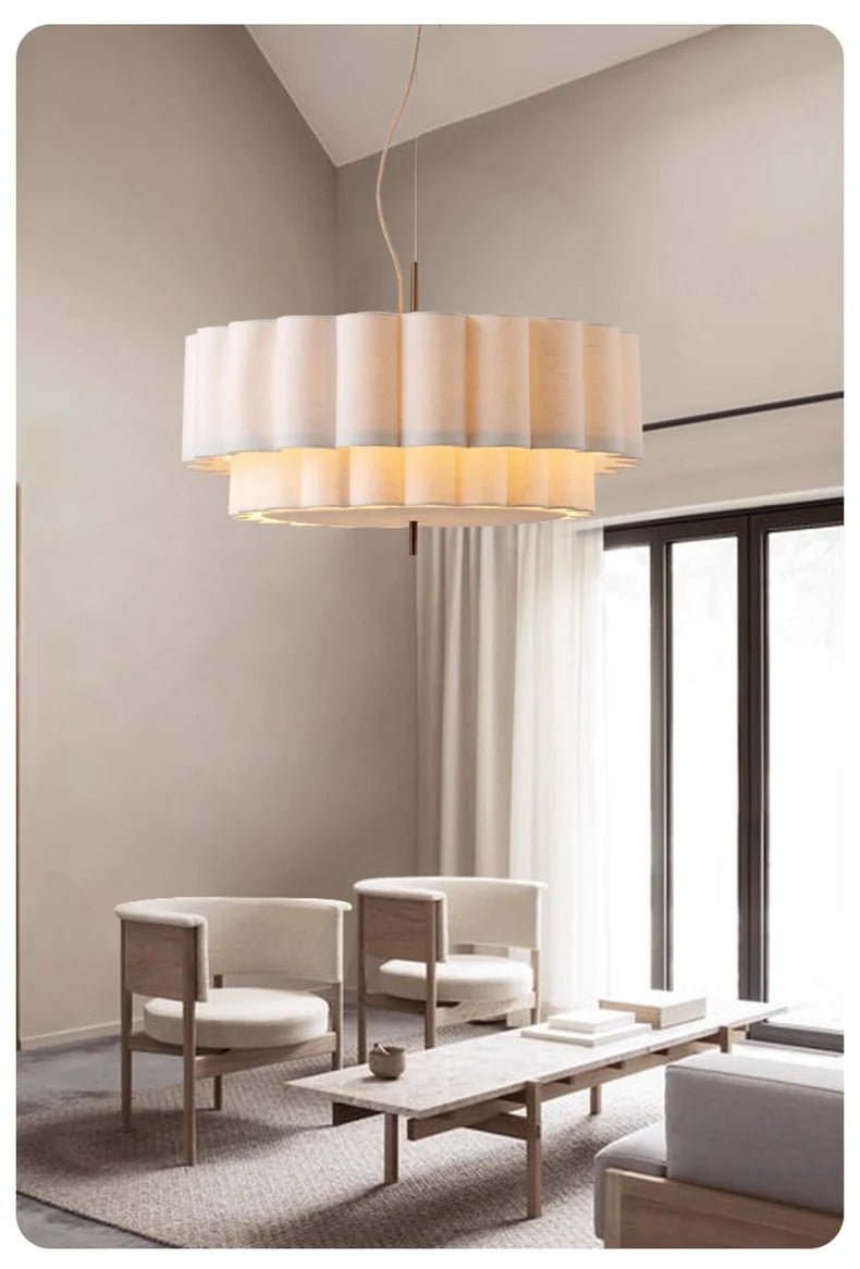 Nordic Minimalist Wabi Sabi Fabric Ceiling Chandelier Living Dining Room Bedroom Pendant Lights