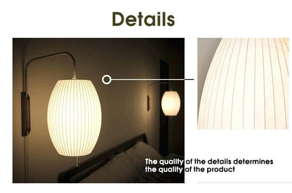 Nordic minimalist milk white wall lamp Danish designer Hand Woven Silk table light