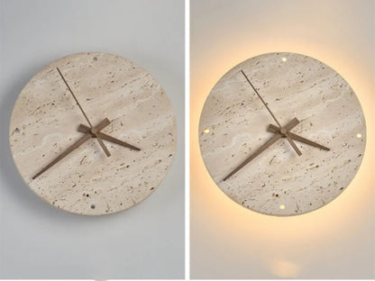 Creative Cave Stone Clock Wall Lamp Wabi Sabi Background Wall Light sconce