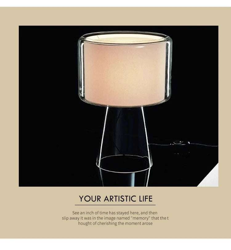 Mercer Glass Led Table Lamp, Postmodern Designer Glass Bedside Table Light, Nordic Bedroom Table Lights For Living Room Sofa