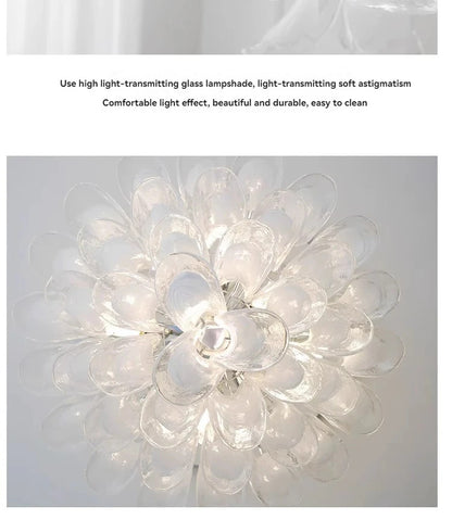 White Petal Glass chandelier French branch shaped crystal pendant light